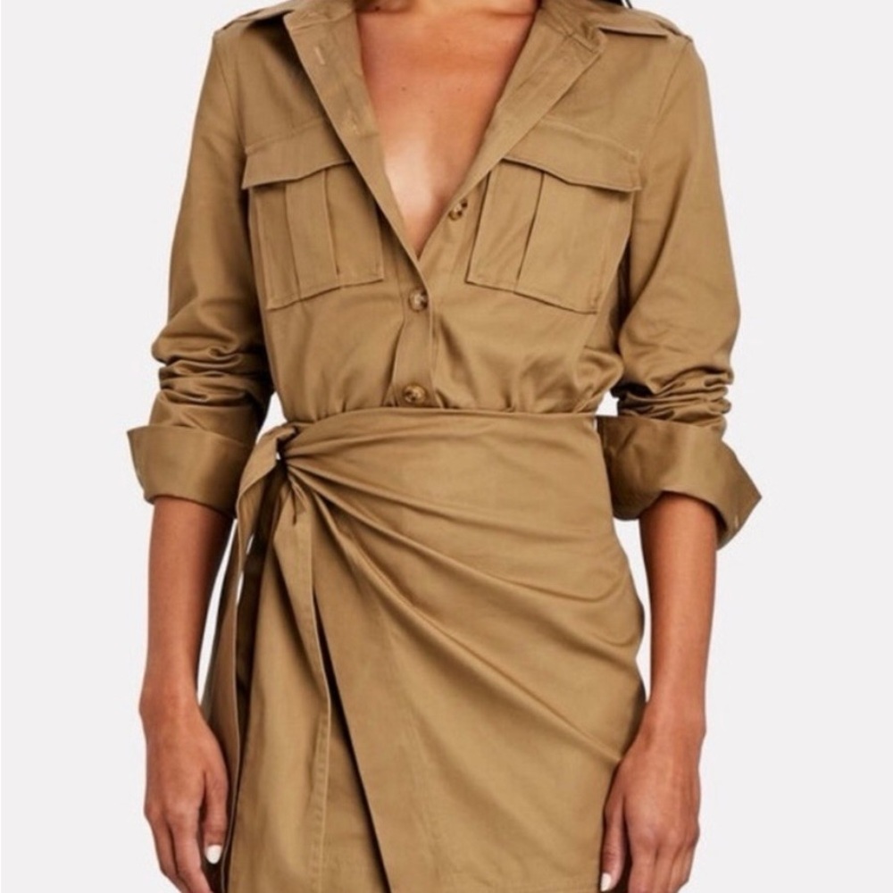 10 Crosby Derek Lam Tan Wrap Trench Dress Coat